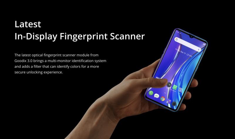 Realme XTのディスプレイ指紋認証