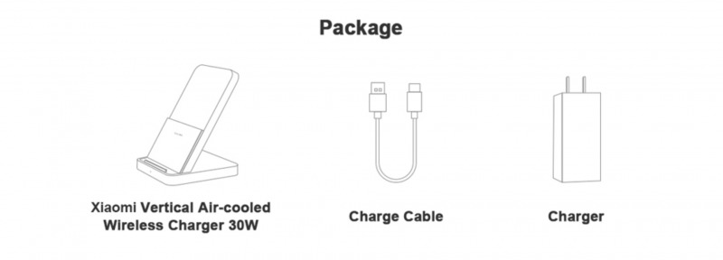 30W Mi Charge Turboワイヤレス充電スタンドの付属品