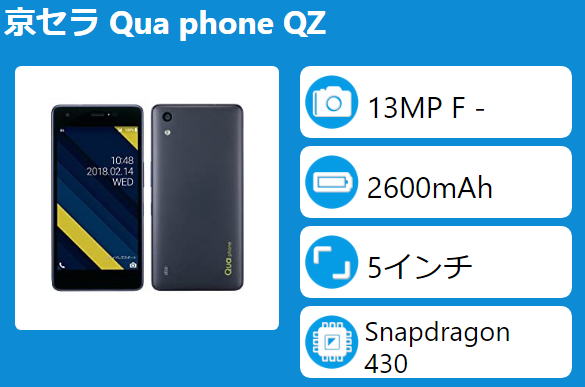 京セラ - SIMフリー京セラ　KYV44 Qua phone QZ au Kyocera au Qua phone QZ WiMAX 2+ KYV44 | Device Specs | PhoneDB